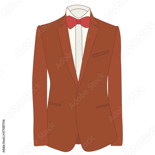 vector, isolated, men's jacket with bow tie