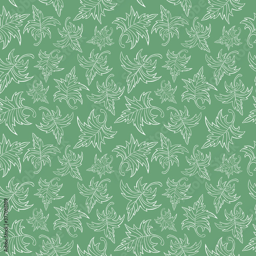 Seamless floral green pattern with leaves