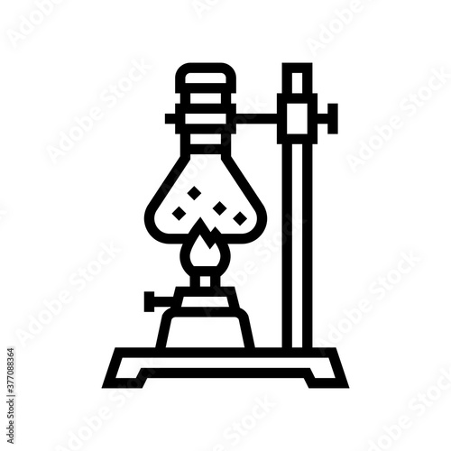 burner boiling chemistry liquid line icon vector. burner boiling chemistry liquid sign. isolated contour symbol black illustration