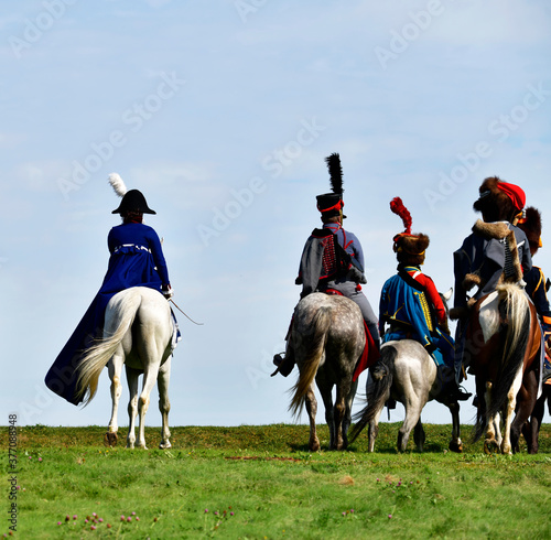 reconstruction of scenes from the Battle of Borodino war of 1812