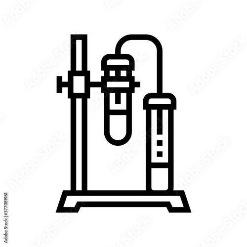 stand and clamp with tube line icon vector. stand and clamp with tube sign. isolated contour symbol black illustration
