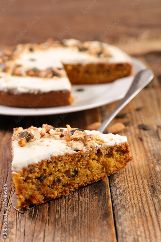 carrot cake with fresh nuts