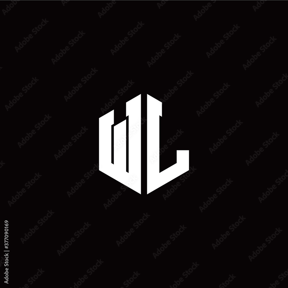 Initial W L letter with polygon modern style logo template vector