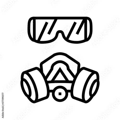 facial mask and respirator line icon vector. facial mask and respirator sign. isolated contour symbol black illustration