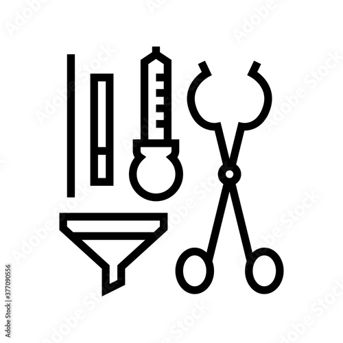 funel tongs dropper tools line icon vector. funel tongs dropper tools sign. isolated contour symbol black illustration