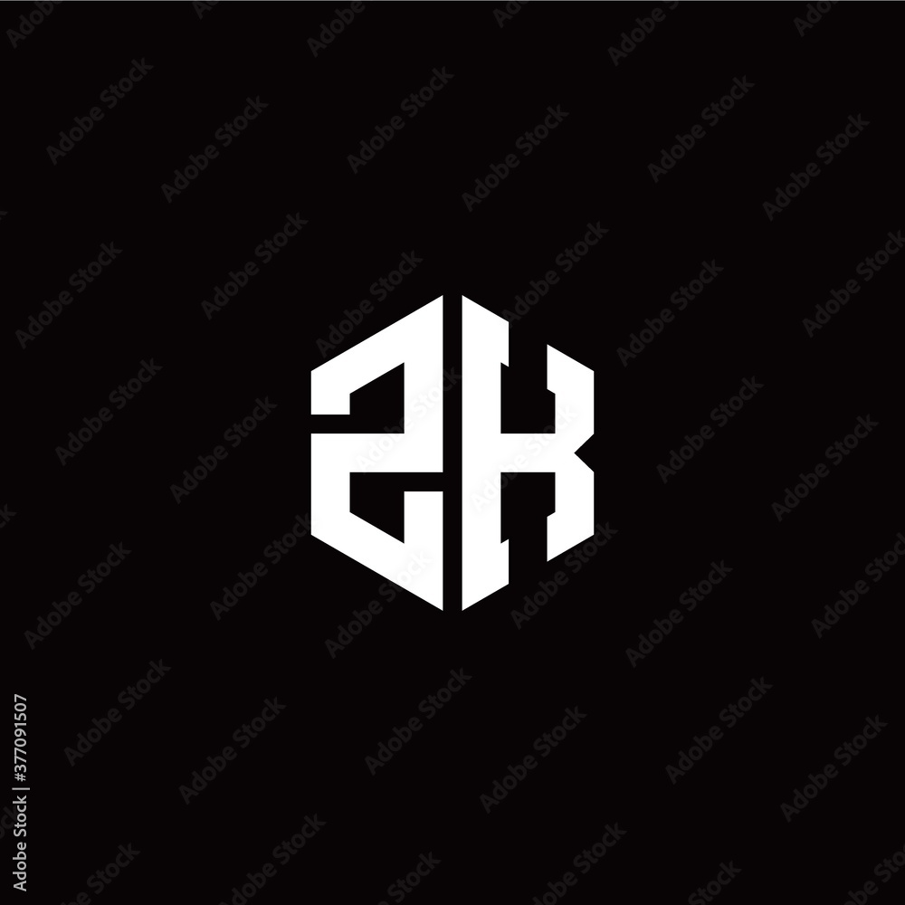 Initial Z K letter with polygon modern style logo template vector Initial Z K letter with polygon modern style logo template vector