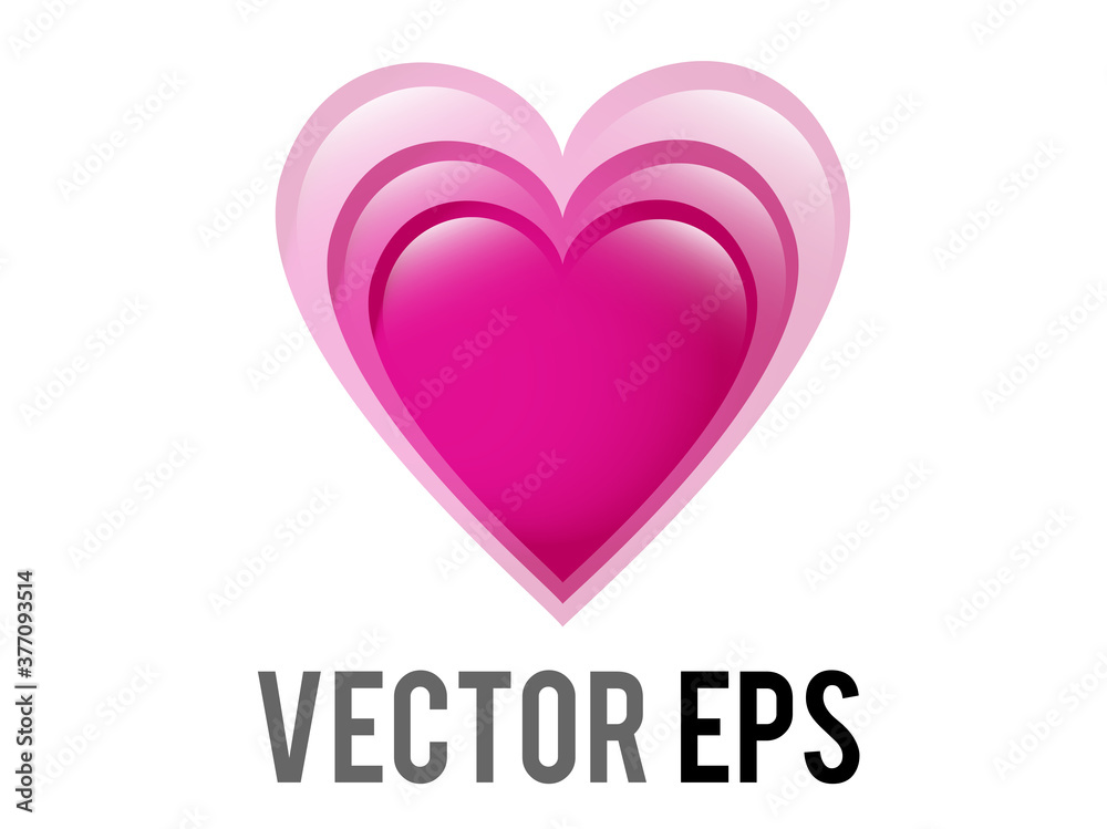 Vector glossy pink love glowing heart emoji icon