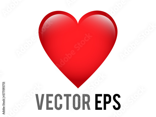 Vector classic love red glossy heart emoji icon, used for expressions of love passion and romance