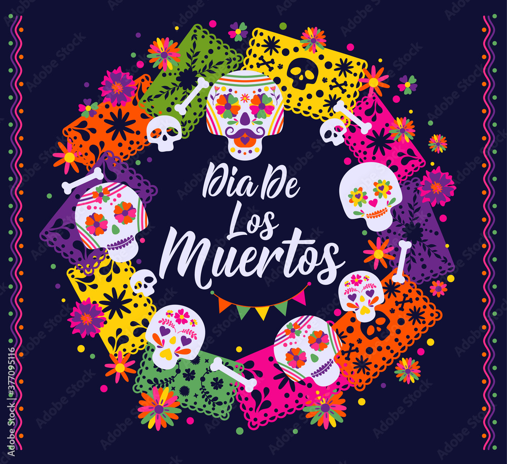 Dias de los Muertos typography banner vector. In English Feast of death ...