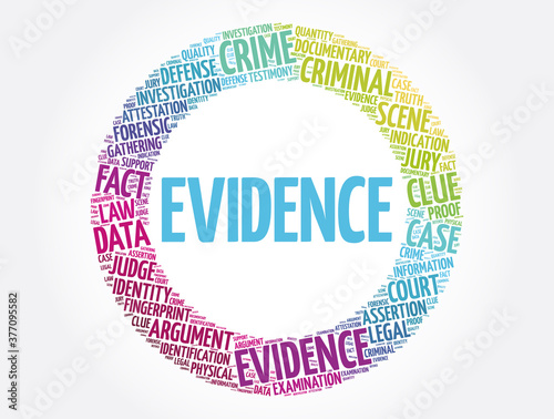 Evidence word cloud collage, concept background