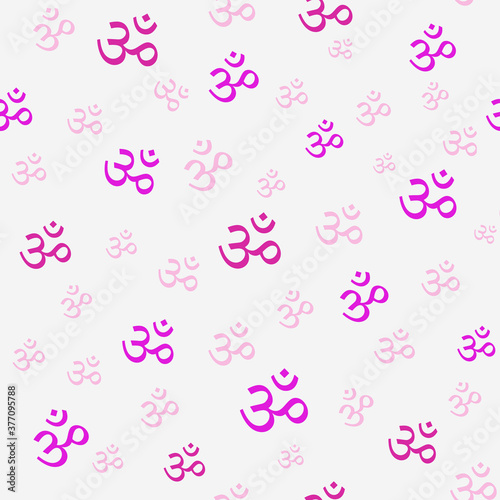 Seamless pattern Om,Aum,symbol of divine Trimurti of Brahma, Vishnu and Shiva.Sacred sound,primordial mantra,word of power,pictogram.Yoga,meditation,sacredness,spirituality.Vector illustration