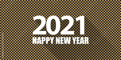 2021 Happy new year horizontal banner background or greeting card with text. vector 2021 new year numbers isolated on abstract golden horizontal background