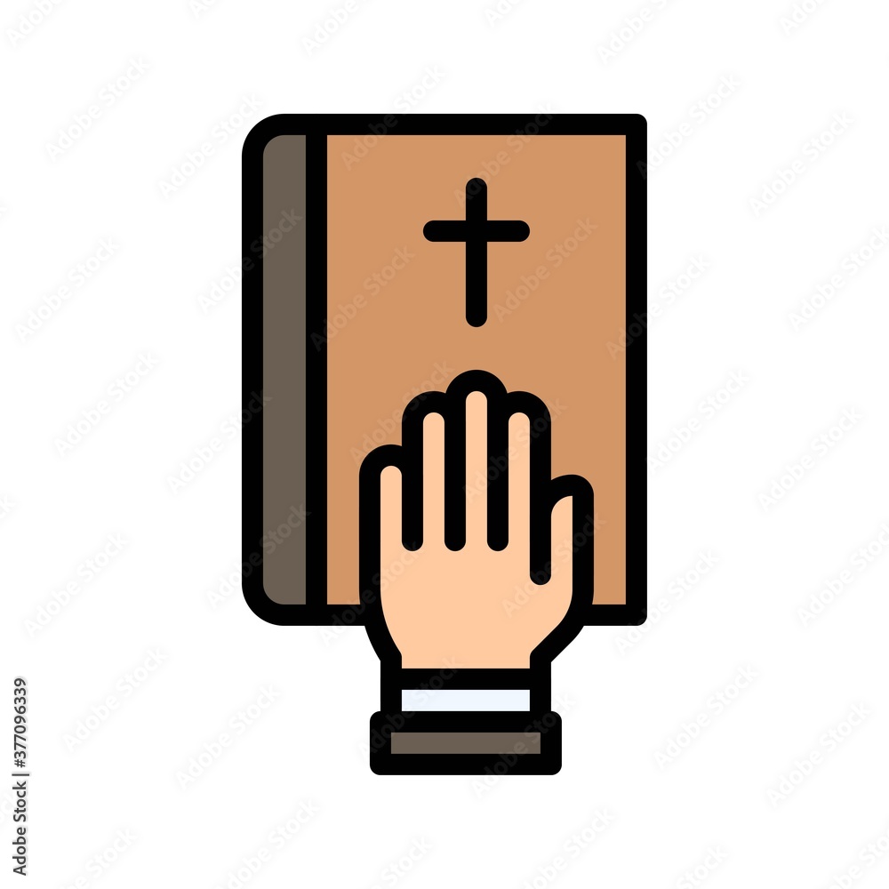 election related christian cross sign on book with hand vector with editable stroke, election related christian cross sign on book with hand vector with editable stroke,