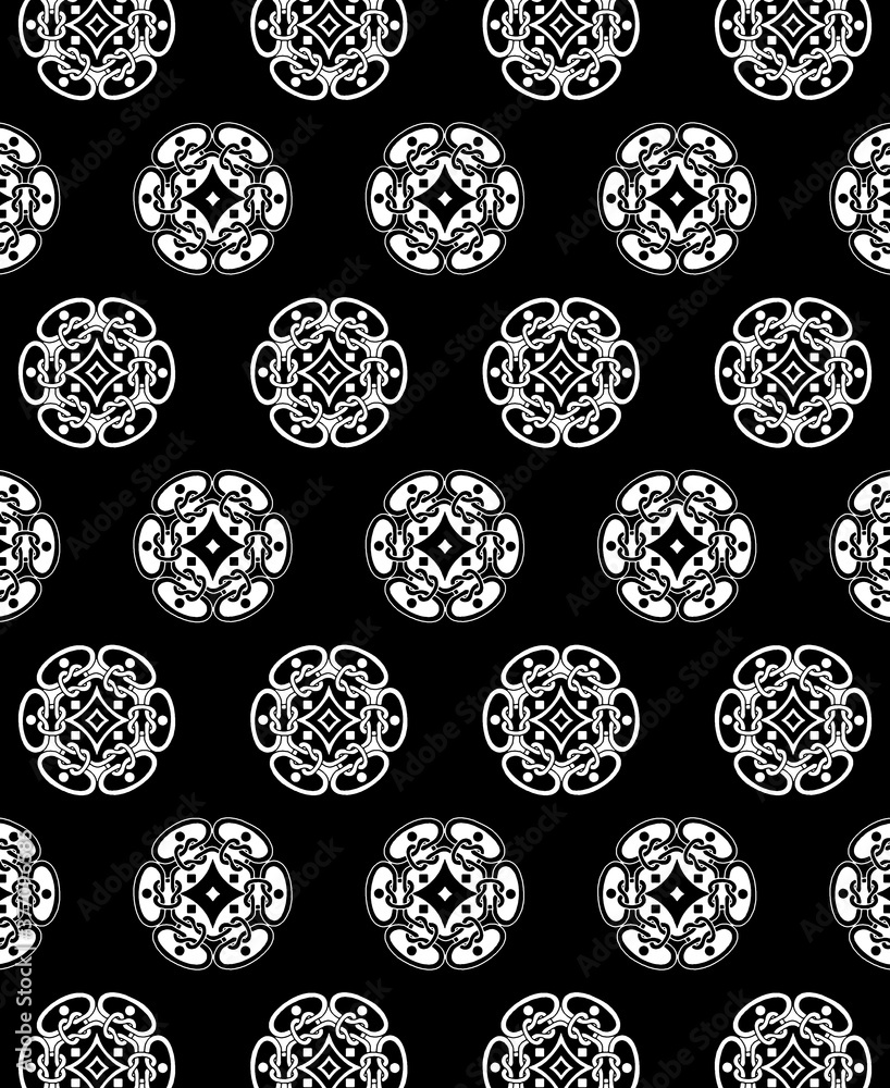 round geometric pattern. Seamless flowers background