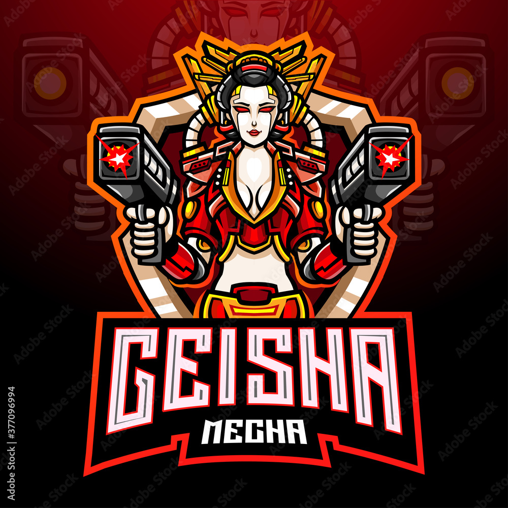 Naklejka premium Geisha mecha esport logo mascot design