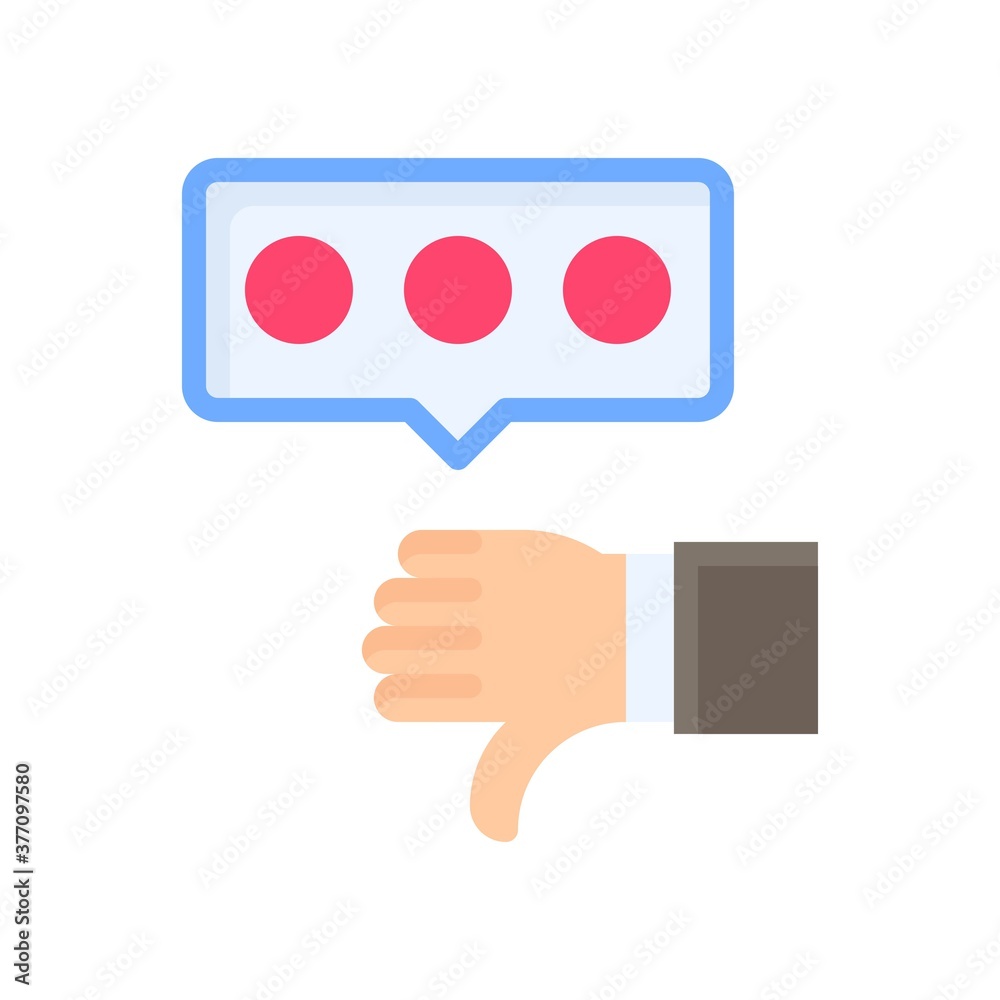 election related three circles in message popup with thumbs down hand vector in flat style, election related three circles in message popup with thumbs down hand vector in flat style,