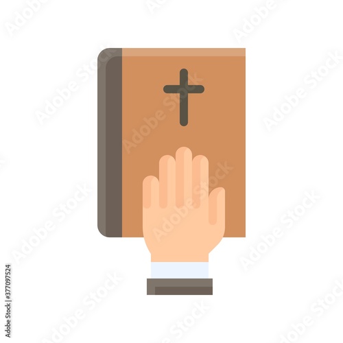 election related christian cross sign on book with hand vector in flat style,