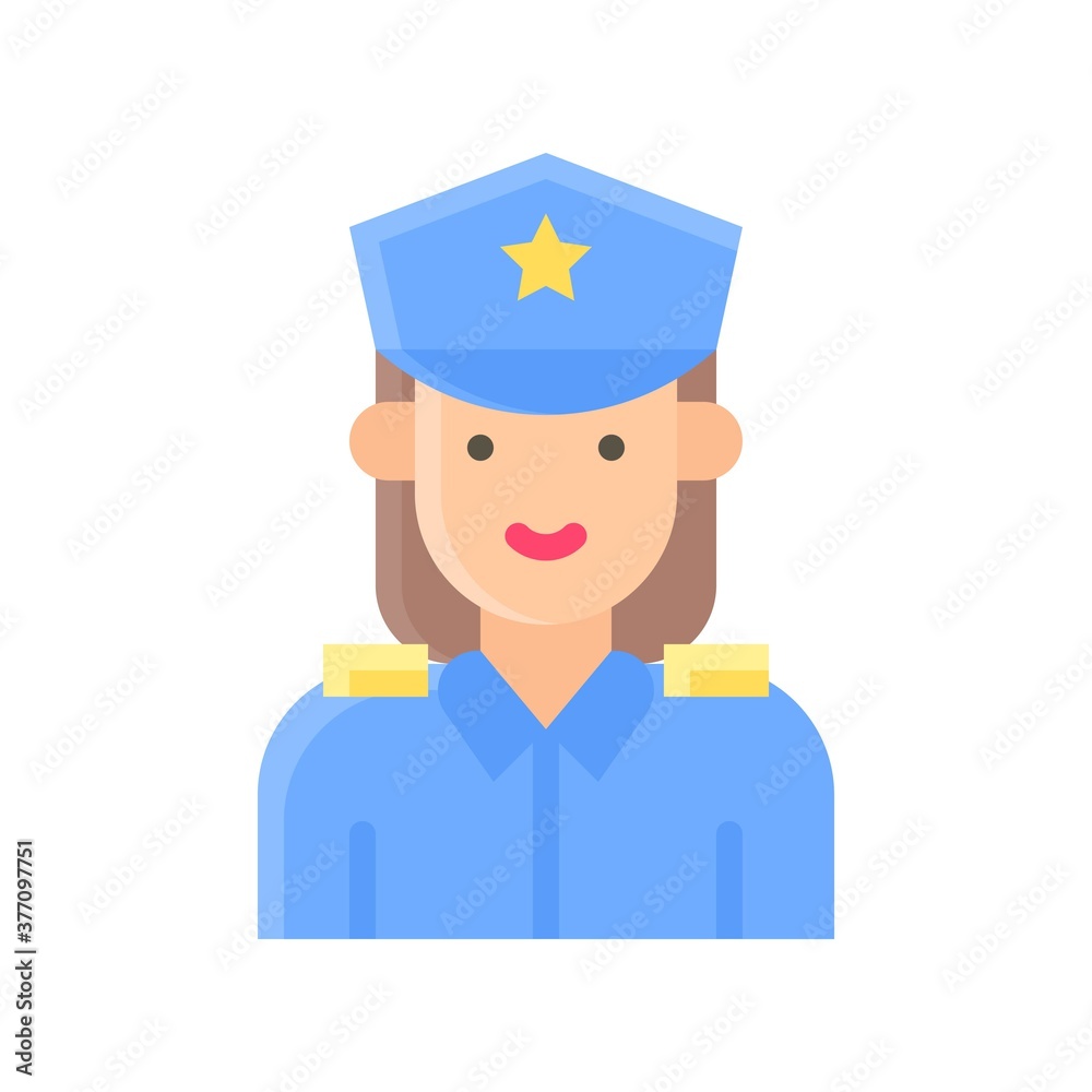 elections related warden police lady or girl with uniform and cap vector in flat style,