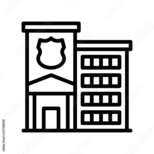 election related warden police building with police badge vector in lineal style,