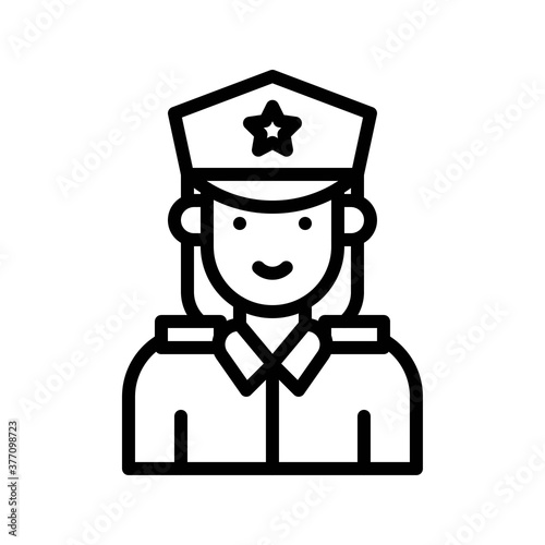 elections related warden police lady or girl with uniform and cap vector in lineal style,
