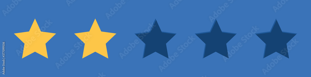 Set of stars. Two stars. Rating concept. Quality mark. Flat style. Vector illustration
Set of stars. Two stars. Rating concept. Quality mark. Flat style. Vector illustration