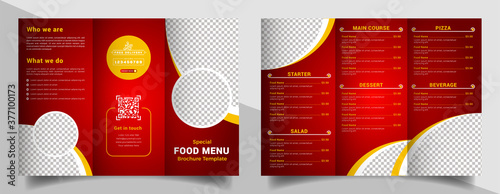 Food menu trifold brochure template. Food brochure for restaurant.