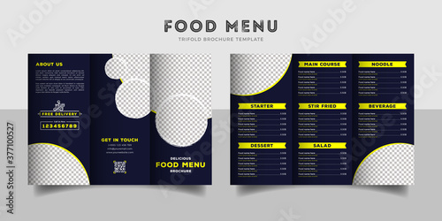 Food menu trifold brochure template. Food brochure for restaurant.