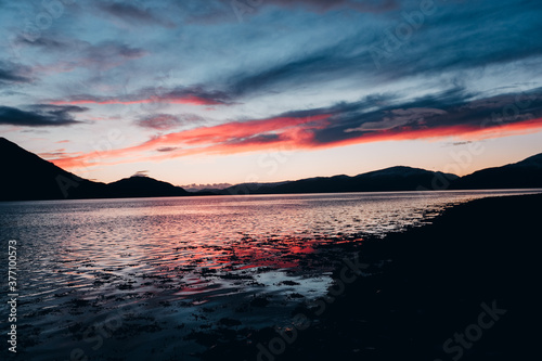 Sunset at Loch Linnhe,  North Ballachulish, Scottish highlands photo