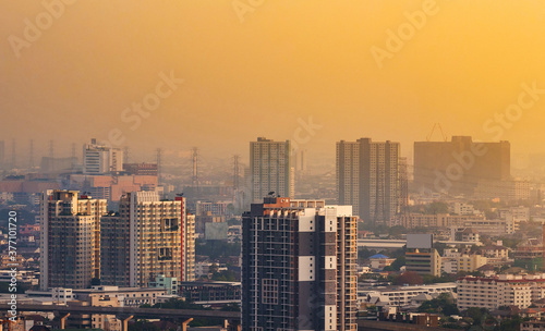 Bangkok Skyscraper view of many buildings and crane in construction field, Thailand. Bangkok is the most populated city in Southeast Asia with one sixth of population live and visit Bangkok every day © ChomchoeiFoto