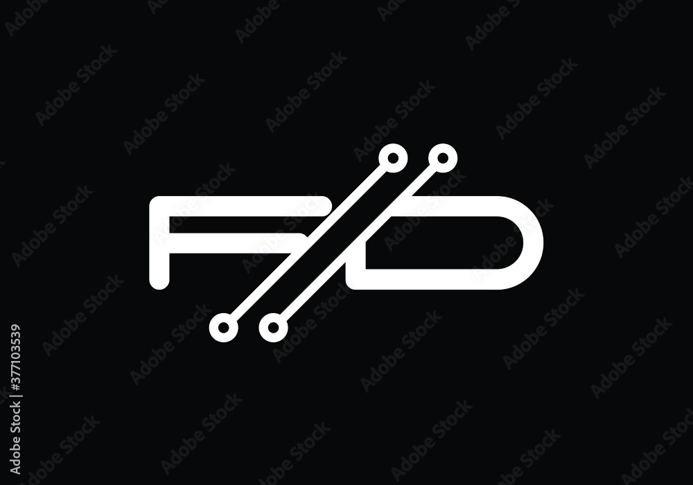 Initial Monogram Letter F D Logo Design Vector Template. F D Letter Logo Design
