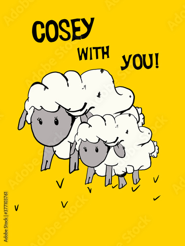 cute lamb design with slogan