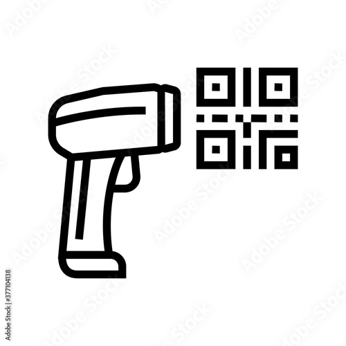 pistol for scanning bar code line icon vector. pistol for scanning bar code sign. isolated contour symbol black illustration