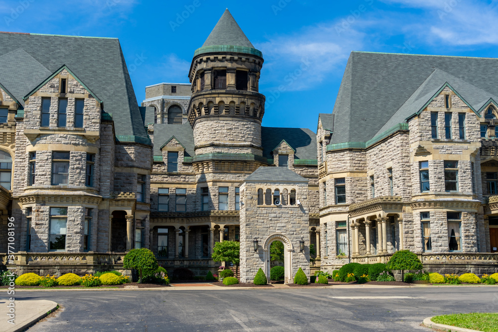 Obraz premium Mansfield, Ohio 7/2/20 The Ohio State Reformatory. Movie location for Shawshank Redemption. Allegedly haunted prison was built in 1886 and is located in Mansfield Ohio. Prison