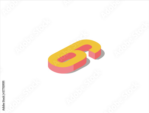 Concept of be the sixth one  sixth birthday  sixth place  losing. Isometric illustration of the number six. Pastel orange and red colored. White background. Isolated