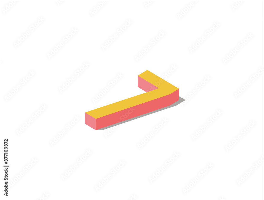 Concept of be the seventh one, seventh birthday, seventh place, losing. Isometric illustration of the number seven. Pastel orange and red colored. White background. Isolated Concept of be the seventh one, seventh birthday, seventh place, losing. Isometric illustration of the number seven. Pastel orange and red colored. White background. Isolated