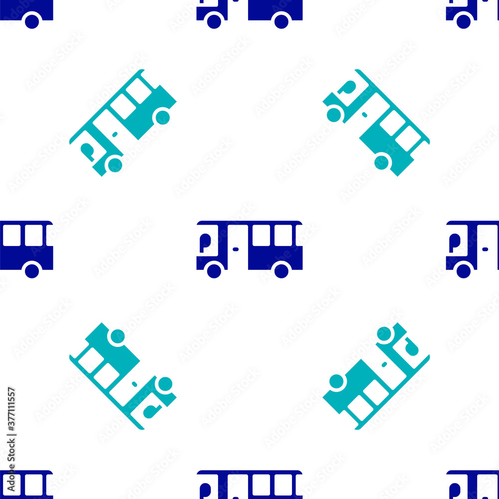 Blue Bus icon isolated seamless pattern on white background. Transportation concept. Bus tour transport sign. Tourism or public vehicle symbol. Vector. Blue Bus icon isolated seamless pattern on white background. Transportation concept. Bus tour transport sign. Tourism or public vehicle symbol. Vector.