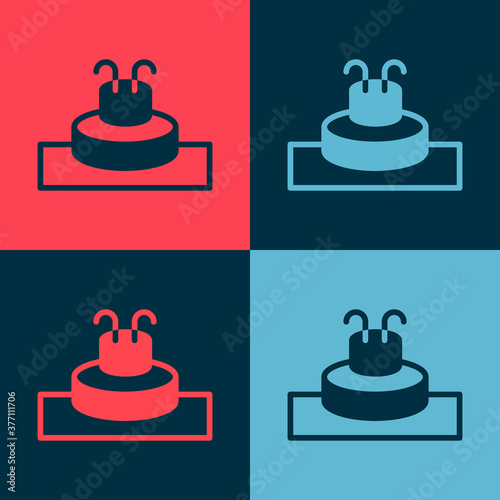 Pop art Fountain icon isolated on color background. Vector.