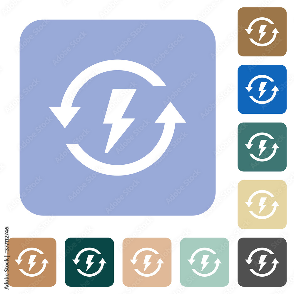 Renewable energy flat icons on color rounded square backgrounds Renewable energy flat icons on color rounded square backgrounds