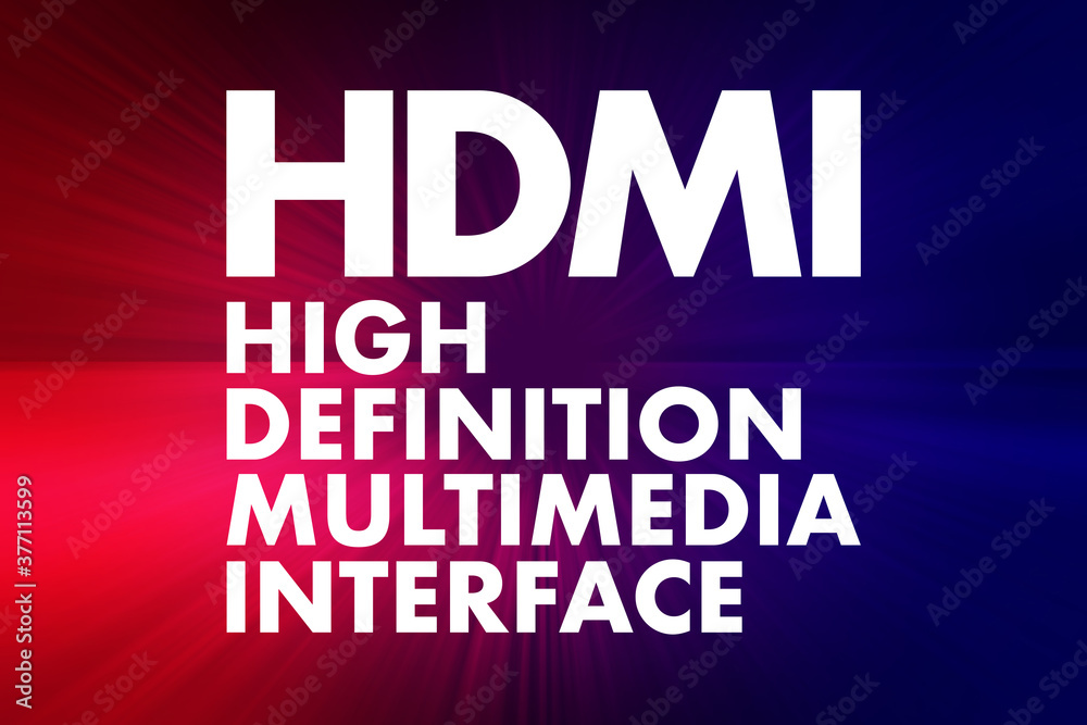 HDMI - High Definition Multimedia Interface acronym, technology concept background HDMI - High Definition Multimedia Interface acronym, technology concept background