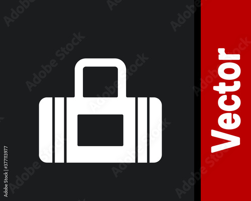 White Sport bag icon isolated on black background. Vector.