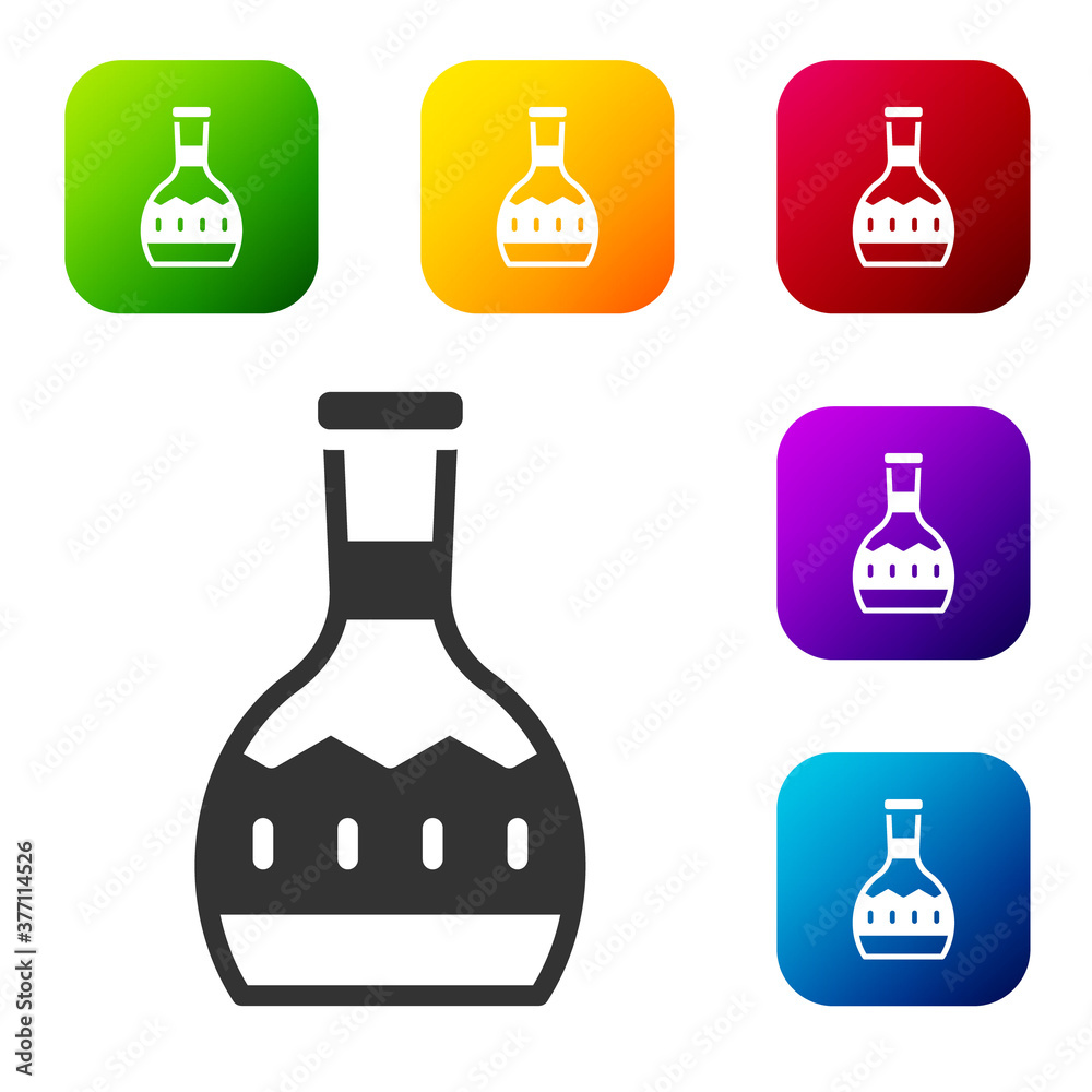 Black Tequila bottle icon isolated on white background. Mexican alcohol drink. Set icons in color square buttons. Vector. Black Tequila bottle icon isolated on white background. Mexican alcohol drink. Set icons in color square buttons. Vector.