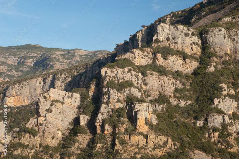 Cliff in the Natural Park of the Mountains and Canyons of Guara. Huesca. Aragon. Spain.