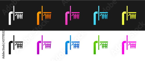 Set Basketball backboard icon isolated on black and white background. Vector.