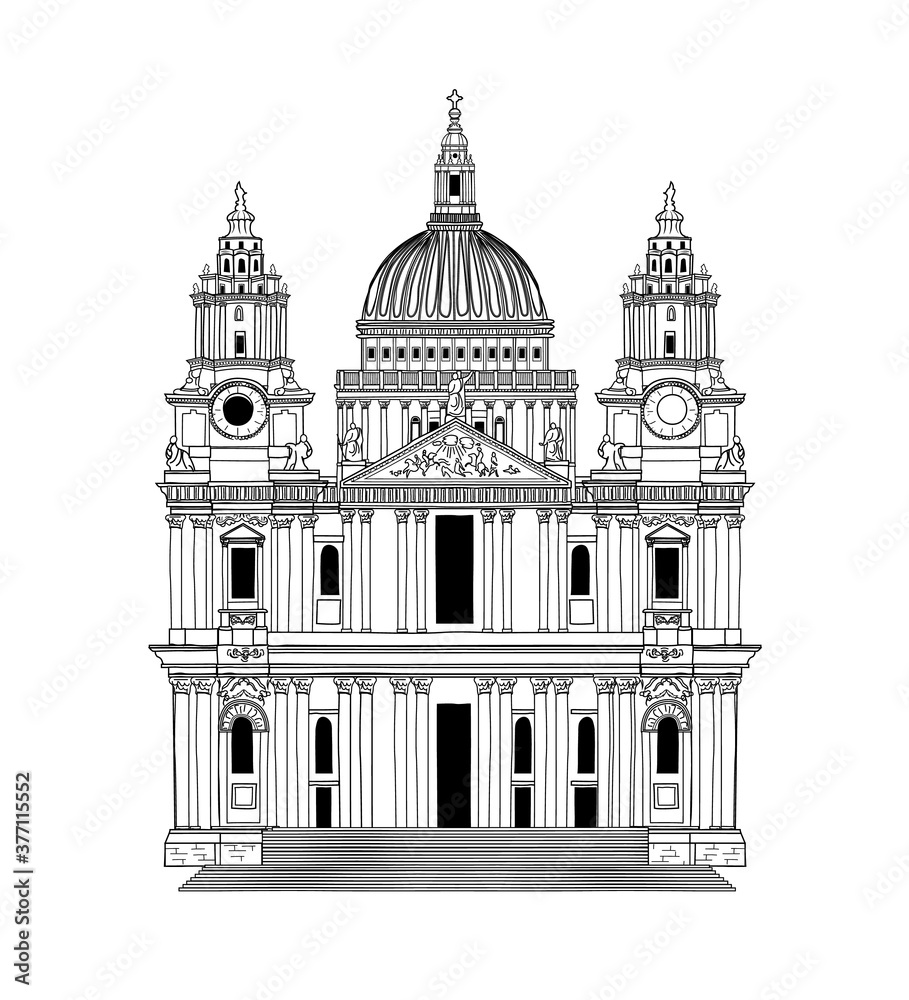 vector illustration of saint paul's cathedral in london