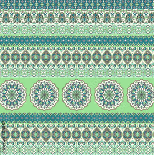 Medallion with colorful patchwork. Vintage multi color pattern in Indian, Turkish style. Endless pattern can be used for ceramic tile, wallpaper, linoleum, textile, web page background. Vector