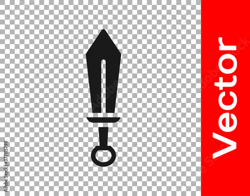 Black Sword toy icon isolated on transparent background. Vector.