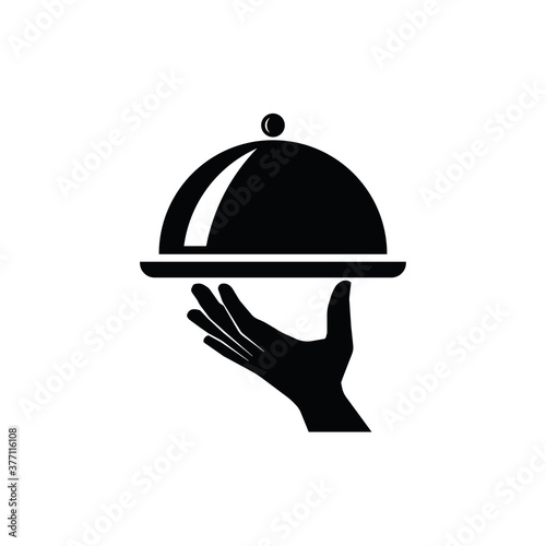 tray in hand icon. One of set web icon