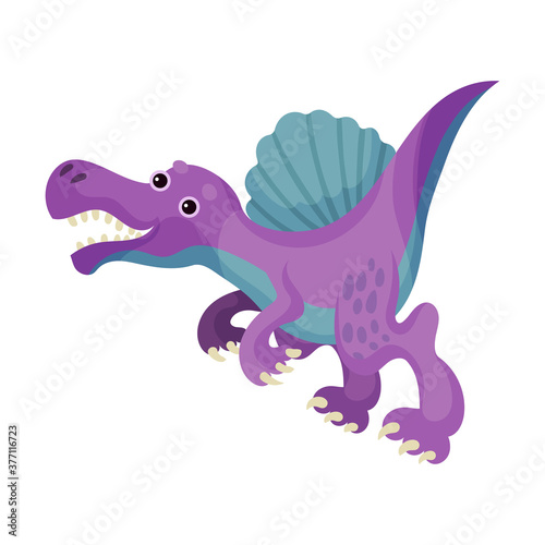 Cute Bipedal Dinosaur with Tail and Claws as Ancient Reptile Vector Illustration © Happypictures