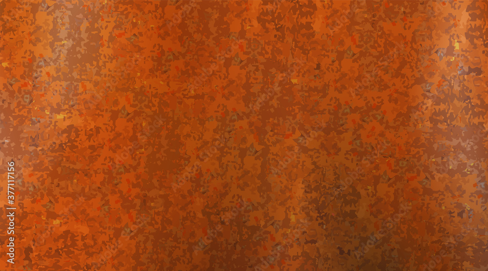 Rusty and metal texture background. Realistic russet sample, template. Vector illustration.