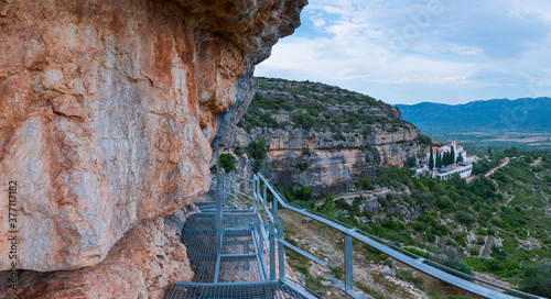 Ermita de la Pietat, The Abrics de l'Ermita  Rock Art, Ulldecona Village, Terres de l'Ebre, Tarragona, Catalunya, Spain photo